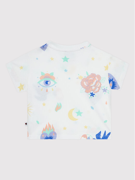 Champion Champion Marškinėliai All-Over Colourful Print 404400 Balta Custom Fit