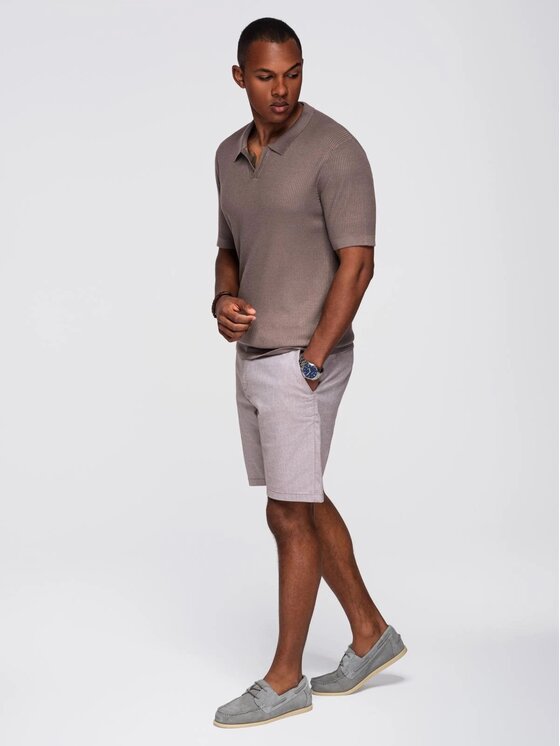 Ombre Ombre Polo OM-POSS-0160 Brązowy Regular Fit