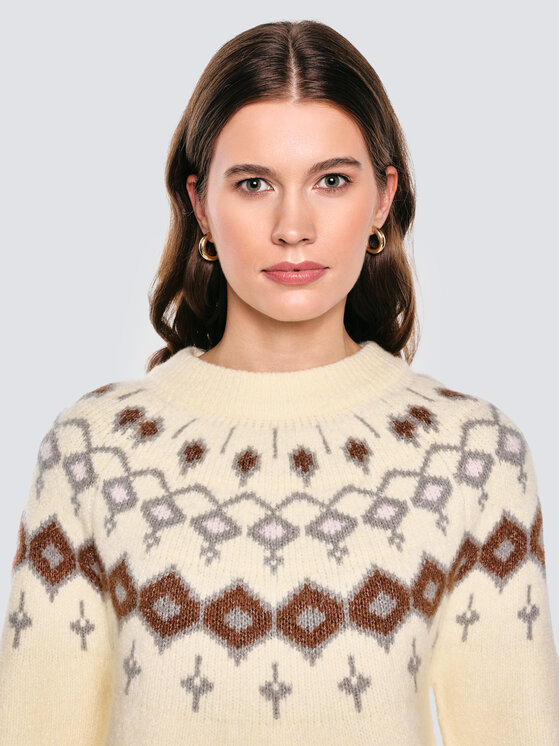BIG STAR BIG STAR Sweter SKANDIA Kremowy Comfort Fit