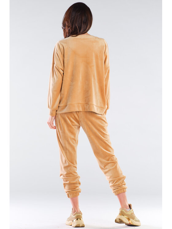 Awama Awama Spodnie damskie A411 Beżowy Basic Fit