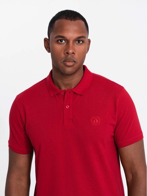 Ombre Ombre Komplet koszulek polo OM-POBS-0133 Czerwony Regular Fit