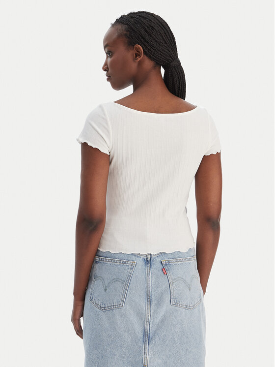 Tommy Jeans Tommy Jeans Tricou Lettuce Edge DW0DW22460 Écru Slim Fit