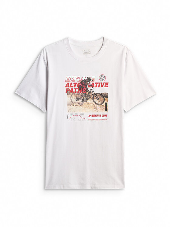 4F 4F T-Shirt TTSHM3875 Biały Relaxed Fit