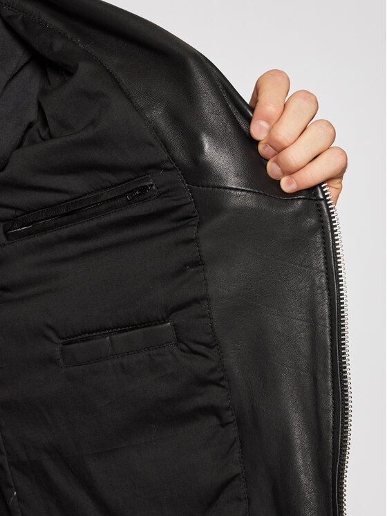 Serge Pariente Serge Pariente Geacă de piele Hipster Negru Regular Fit