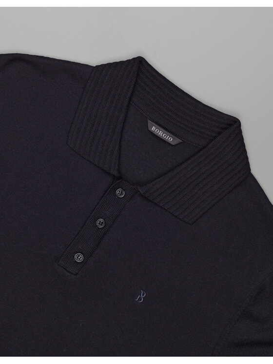Borgio Borgio Polo colliano Granatowy Classic Fit