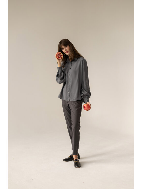 Entelier Entelier Koszula koszula oversize Szary Relaxed Fit