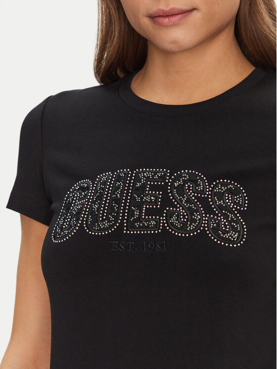 Guess Guess T-Shirt W5GI04 J1314 Černá Slim Fit
