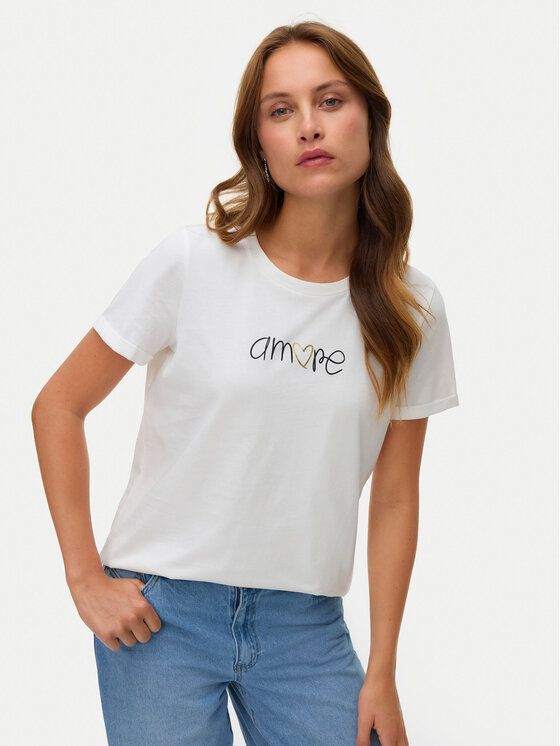 Vero Moda Vero Moda Тишърт Ikami 10340181 Бял Regular Fit