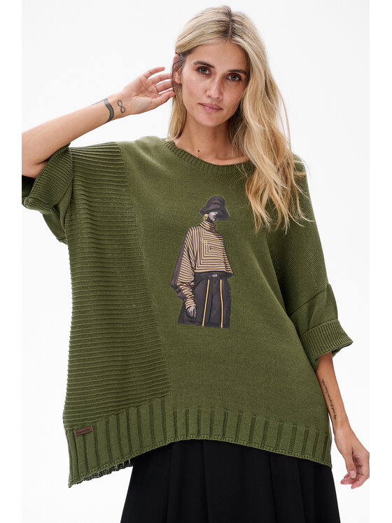 blue shadow blue shadow Sweter Likola Zielony Regular Fit