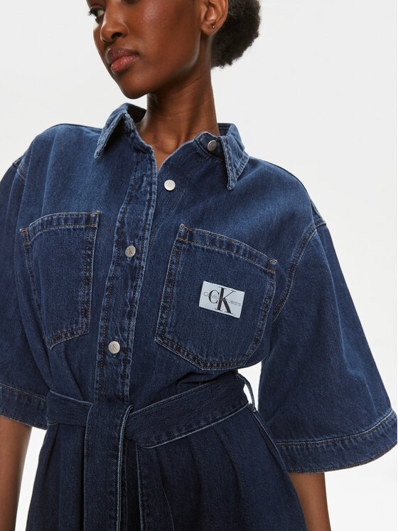 Calvin Klein Jeans Calvin Klein Jeans Džínové šaty J20J222815 Modrá Boxy Fit
