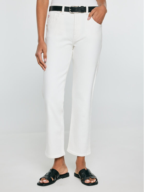 BIG STAR BIG STAR Jeansy AVRIL CROPPED Kremowy Straight Leg