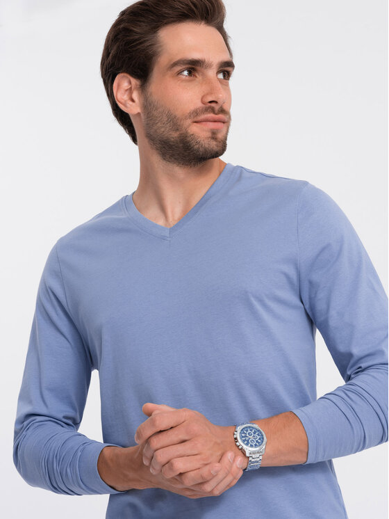 Ombre Ombre Longsleeve OM-LSBL-0108 Niebieski Fitting Fit