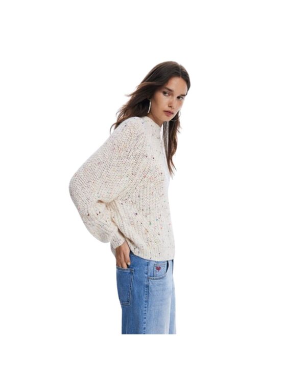 Desigual Desigual Sweter JERS_DERBY Biały Regular Fit