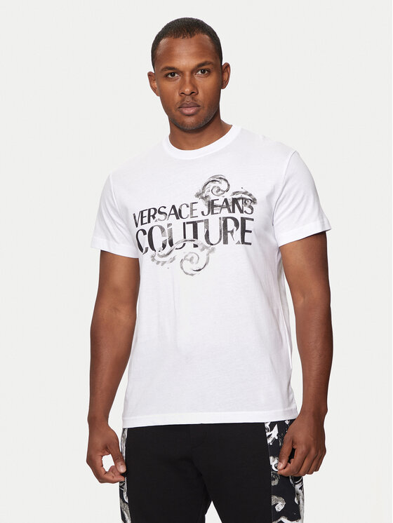 Versace Jeans Couture Tričko 76GAHG00 Biela Regular Fit