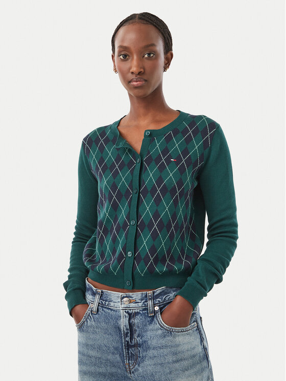 Tommy Jeans Tommy Jeans Кардиган Essential DW0DW23363 Тъмнозелен Regular Fit