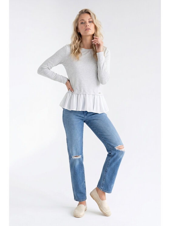 FIGL FIGL Blúzka M1346 Svetlosivá A-Line Fit