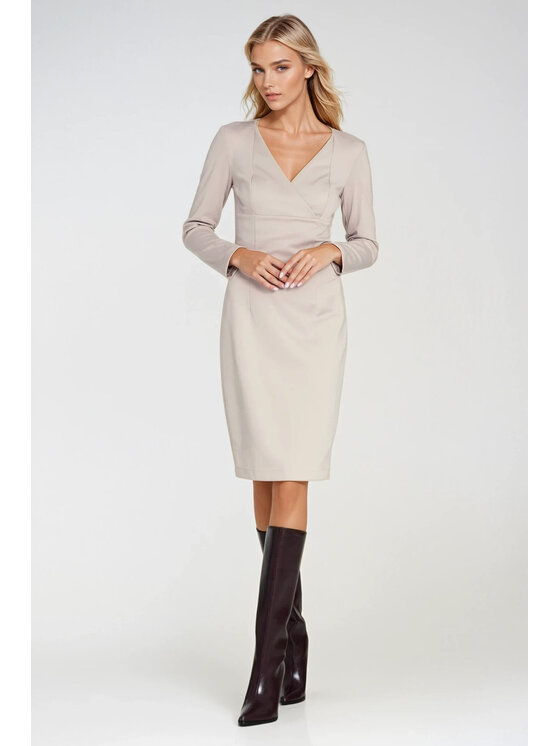NIFE NIFE Sukienka dzianinowa S276 Beżowy Fitted Fit