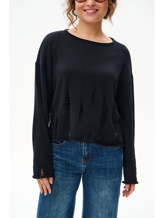 blue shadow blue shadow Sweter Holine Czarny Regular Fit