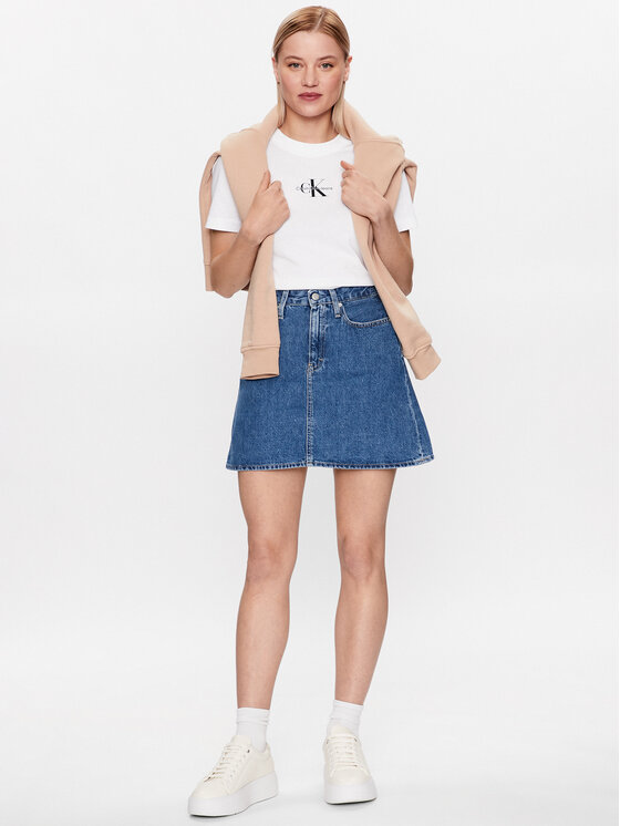 Calvin Klein Jeans Calvin Klein Jeans Džínová sukně J20J221271 Modrá Regular Fit