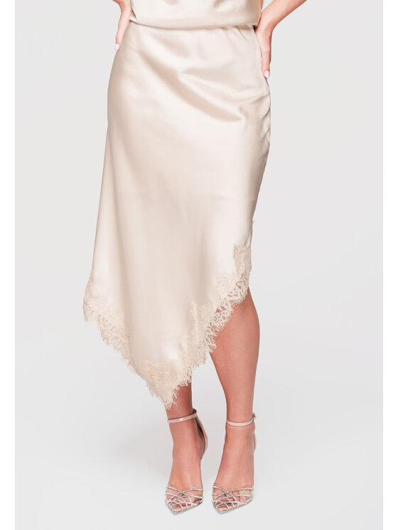 Ombre Ombre Spódnica midi OW-GL-E0003 Beżowy A-Line Fit