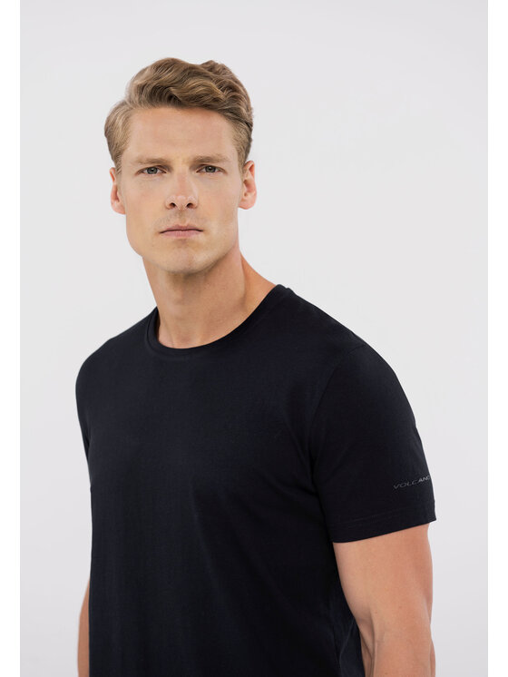 Volcano Volcano T-Shirt T-BASIC Granatowy Regular Fit