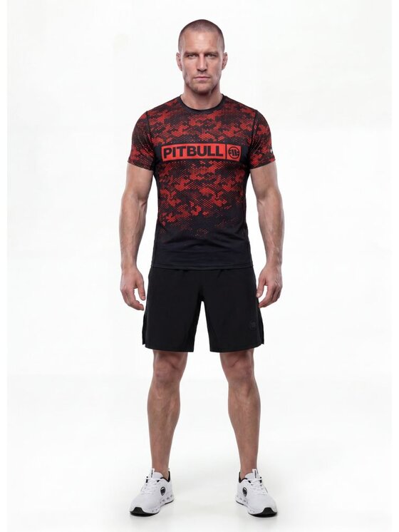 PITBULL PITBULL Koszulka techniczna HEX CAMO HILLTOP Czerwony Regular Fit