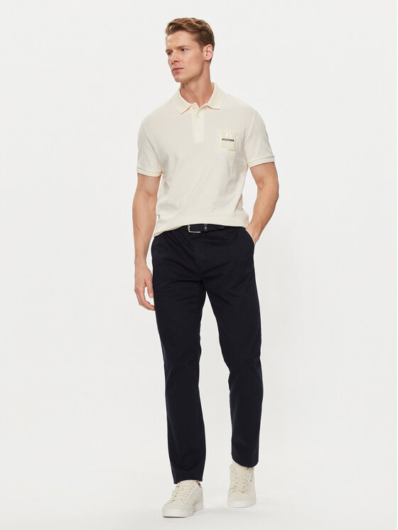 Tommy Hilfiger Tommy Hilfiger Тениска с яка и копчета Boucle Embro MW0MW34771 Бежов Regular Fit