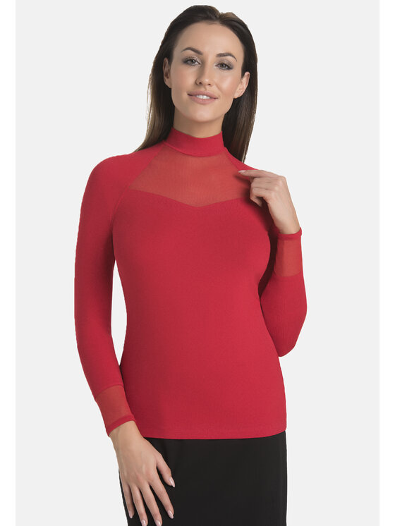 Teyli Teyli Golf damski z wiskozy Mila Czerwony Standard Fit