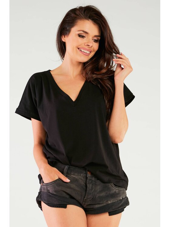 Infinite You Infinite You Bluzka M267 Czarny Basic Fit