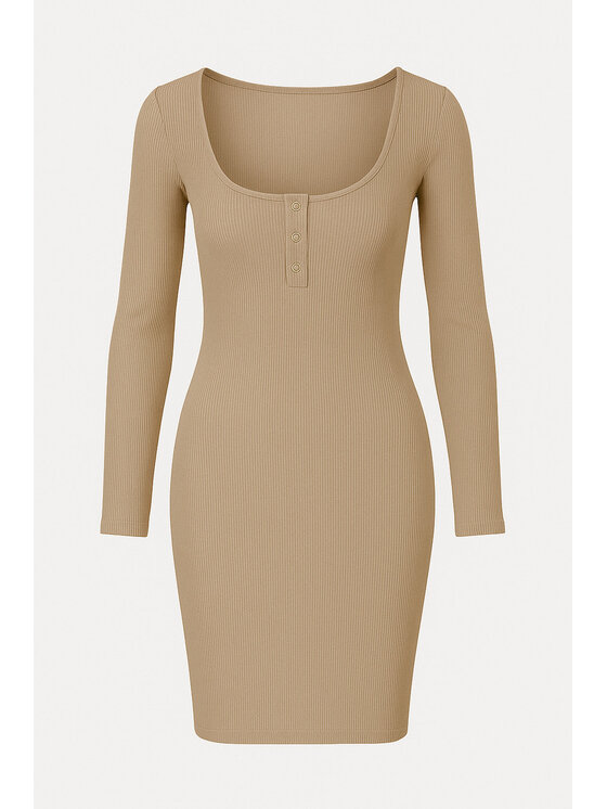 Nudyess Nudyess Vestito di maglia California mimi z prążka Beige Fitted Fit