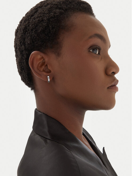 Guess Guess Auskarai Circle Lights JUBE03 160JW Sidabrinis rodžio padengimas