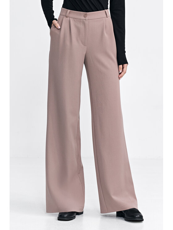 NIFE NIFE Kalhoty z materiálu SD104 Béžová Relaxed Fit