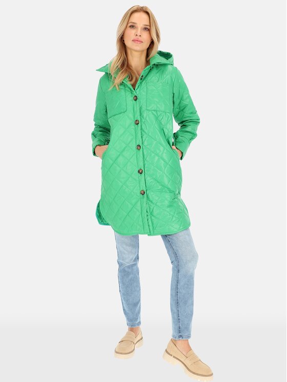 Perso Perso Płaszcz przejściowy BLE241045F Zielony Regular Fit