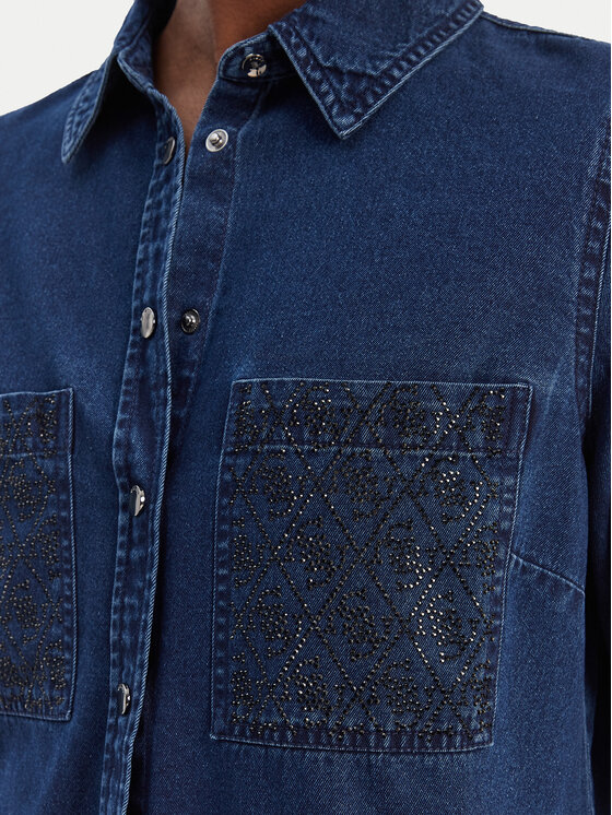 Guess Guess džínsová košeľa W6RH82 D6841 Tmavomodrá Regular Fit