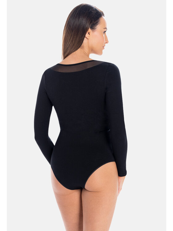 Teyli Teyli Body damskie z wiskozy Amber Czarny Regular Fit