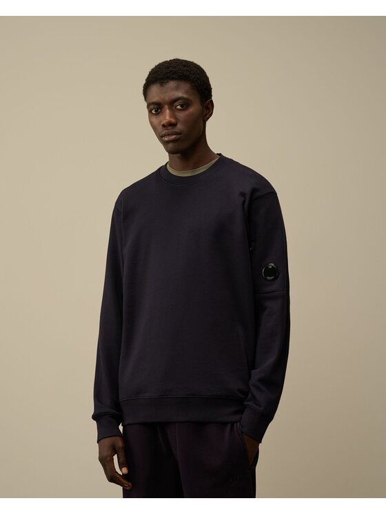 C.P. Company Felpa C.P. Company Felpa Girocollo Blu Diagonal Raised Fleece Blu Regular Fit Modivo