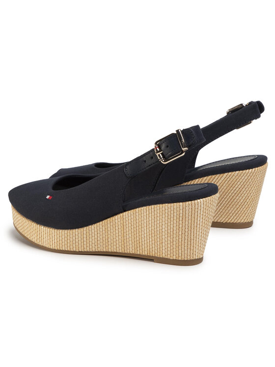 Tommy Hilfiger Tommy Hilfiger Espadryle Iconic Elba Sling Back Wedge FW0FW04788 Granatowy