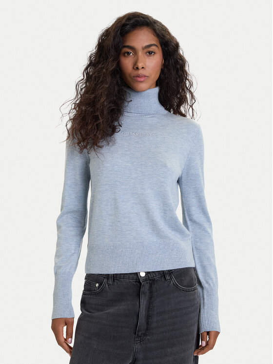 Guess Jeans Guess Jeans Bluză cu gât W4BR15 Z3HO2 Albastru celest Regular Fit