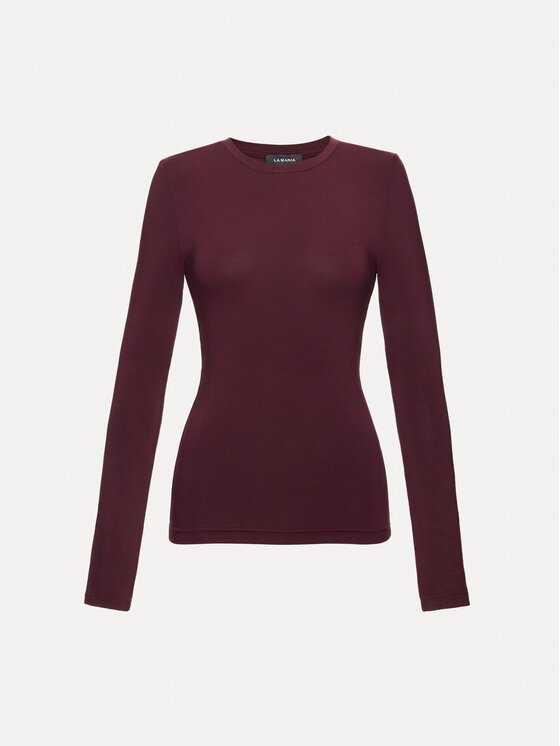 La Mania La Mania Longsleeve MALENE Bordowy Basic Fit
