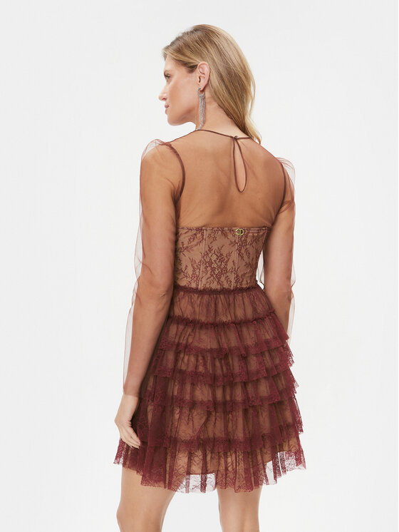TWINSET TWINSET Kokteilinė suknelė 232TT2071 Vyšninė Regular Fit