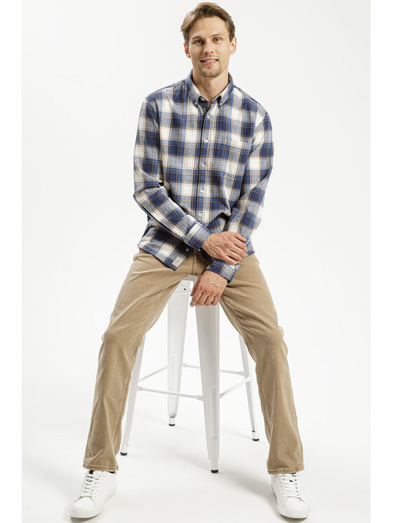 Cross Jeans Cross Jeans Koszula 35568-500 Niebieski Regular Fit