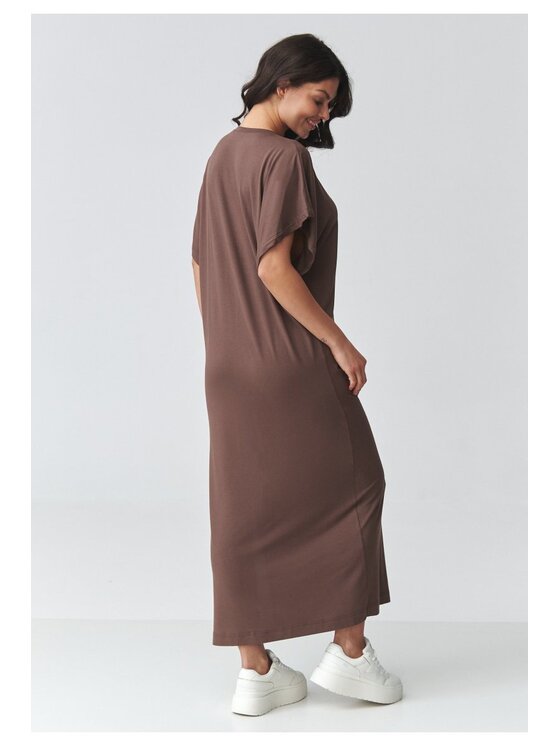 Makadamia Makadamia Sukienka codzienna M927 Brązowy Loose Fit