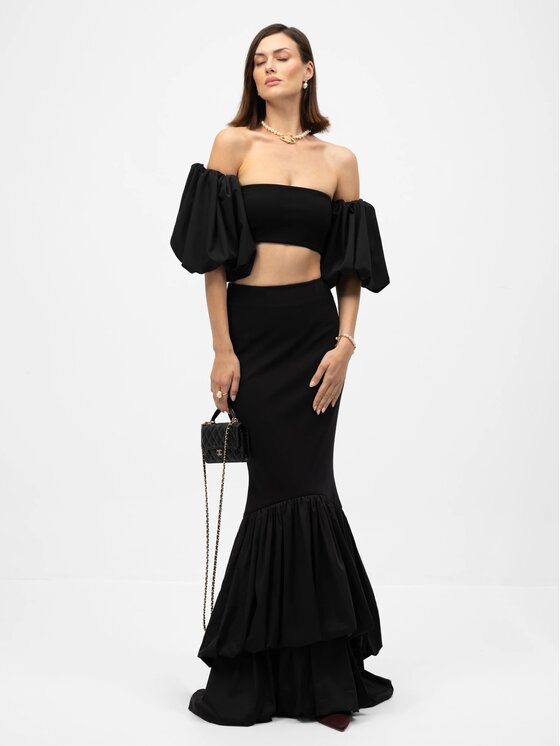 MANDRAGORA MANDRAGORA Spódnica maxi Zora Czarny Slim Fit