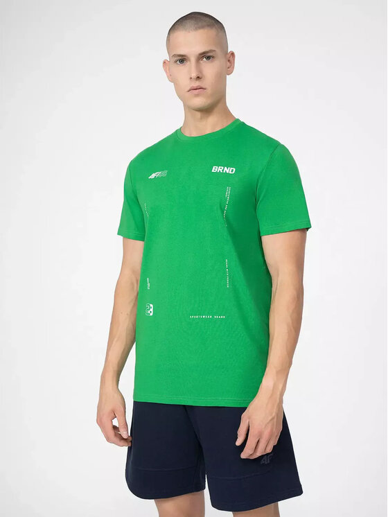 4F 4F T-Shirt 4FSS23TTSHM311-41S Zielony Regular Fit