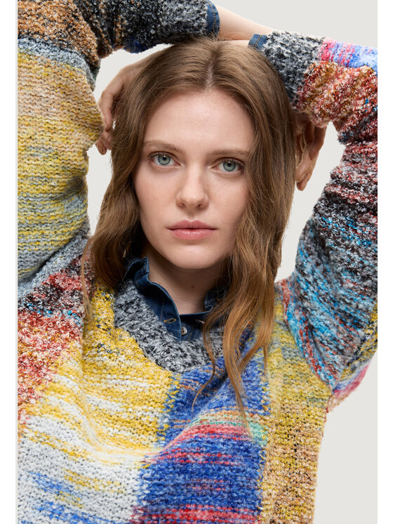 Desigual Desigual Πουλόβερ JERS_EARTHTEXTURE Κόκκινο Basic Fit