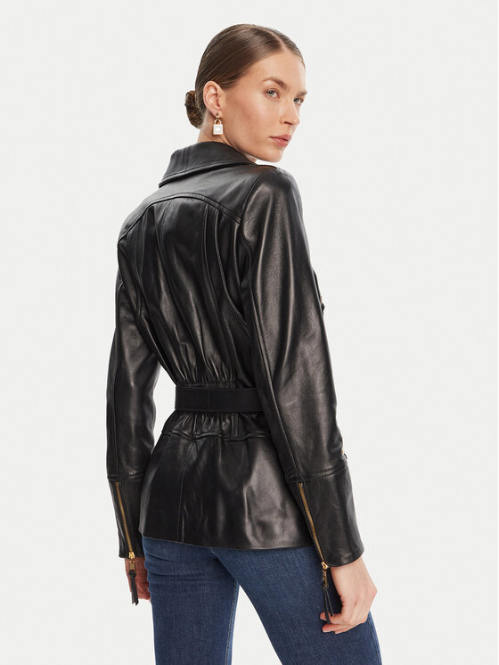Elisabetta Franchi Elisabetta Franchi Μπουφάν δερμάτινο GD-50Z-56E2-V1350 Μαύρο Regular Fit