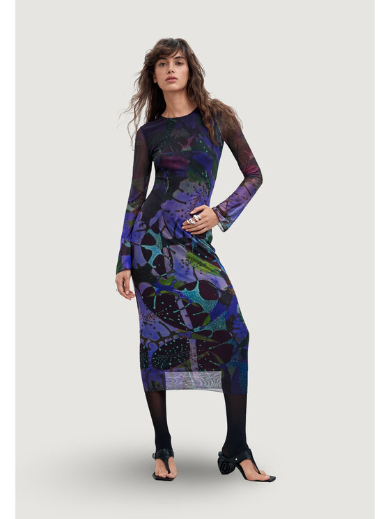 Desigual Desigual Vestito da giorno VEST_LEAFS_LACROIX Viola Egg Fit