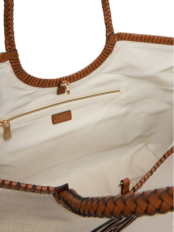 Tommy Hilfiger Tommy Hilfiger Kabelka Th Elev Summ Maxi Tote Canvas AW0AW18629 Béžová