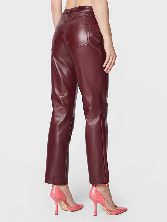 Guess Guess Tehisnahast püksid Kelly W3RA0M WF8P0 Bordoopunane Regular Fit