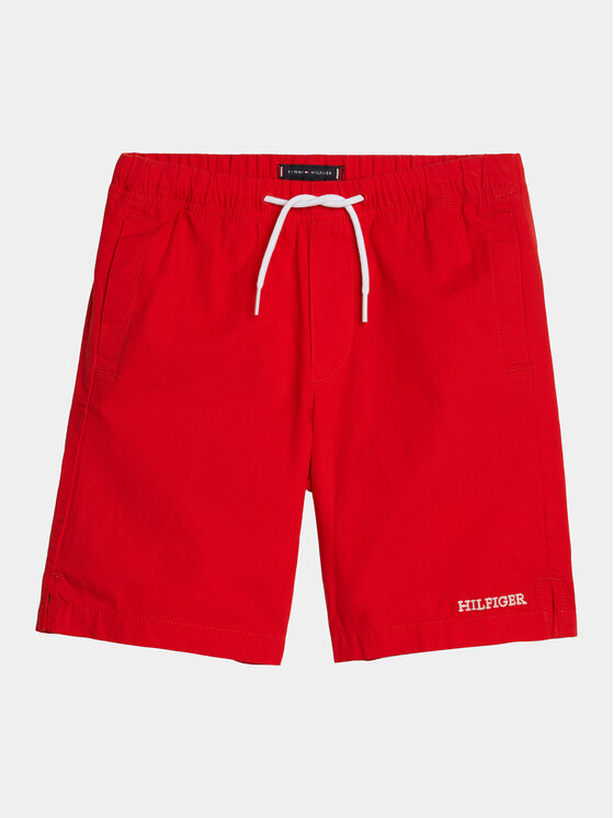 Tommy Hilfiger Tommy Hilfiger Auduma šorti Pull On Monotype KB0KB08948 Sarkans Regular Fit